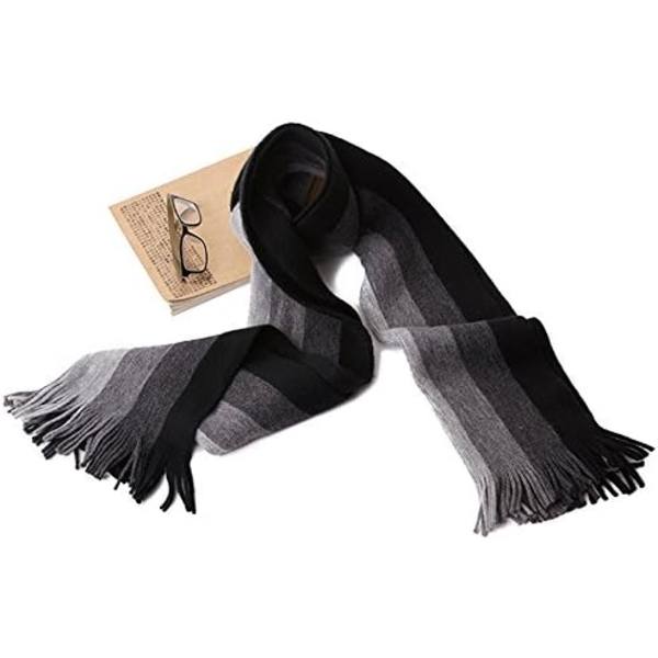 Svart, varm och trendig lång akrylullscarf för män, mjuk a