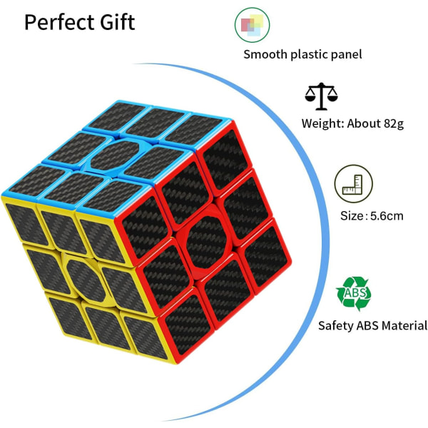 1 stk. 3x3 Speed ​​Cube i karbonfiber, 3x3 Magic Cube i karbonfiber, F