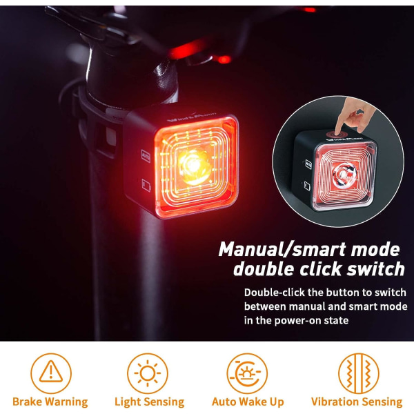Pyörän valot, USB ladattavat etu- ja takavalot 5 valolla