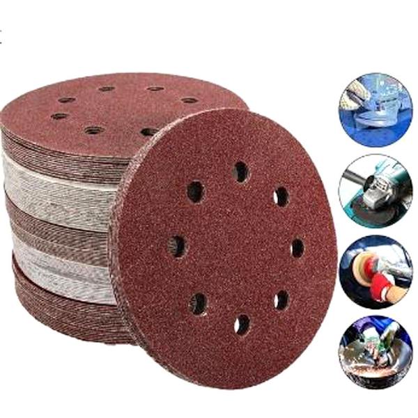 Sandskiva, diameter 125 mm, 1000;, 20 sandskivor med 8 hål san
