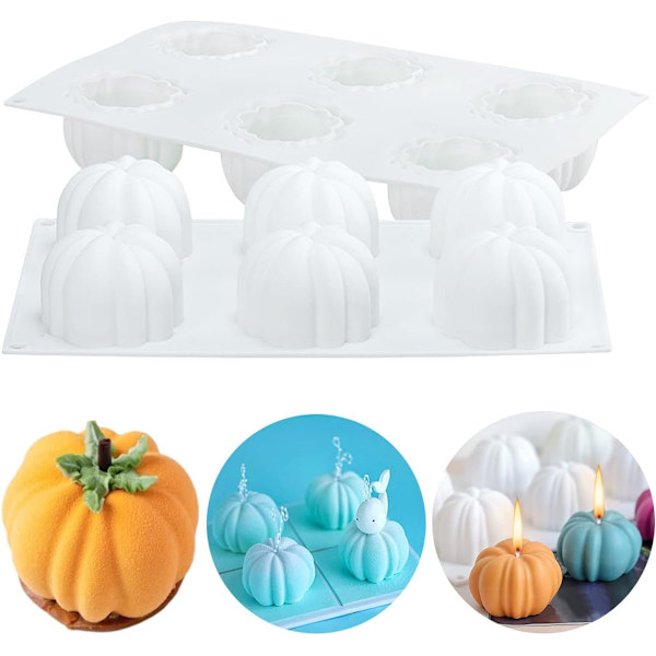 6 Hulrums Halloween Græskar Lys Støbeforme Silikone Chokolade Fonda