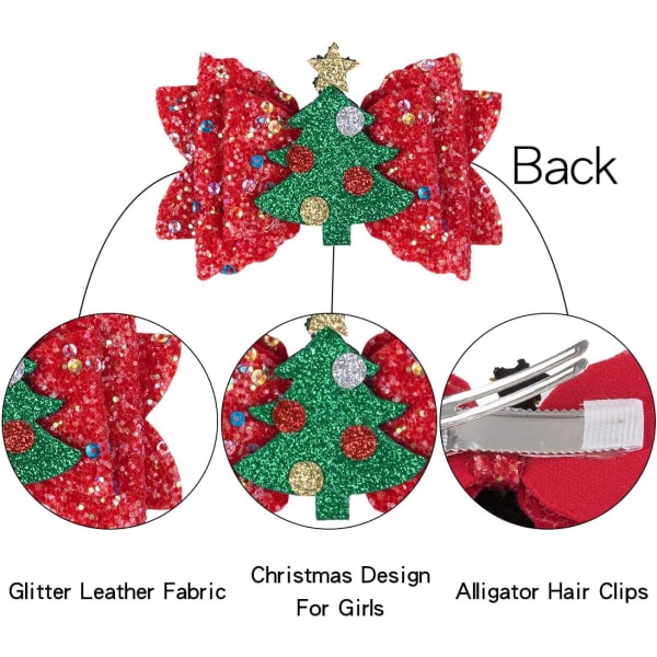 4 kpl Christmas Hair Barrette Girls, Glitter Santa Hiusklipsit Chri