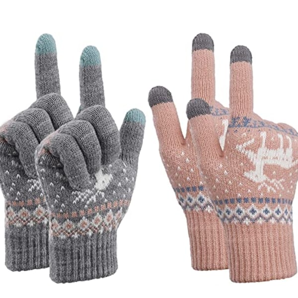 Women's Winter Gloves Touch Screen Gloves Knitted Warm Soft Cute