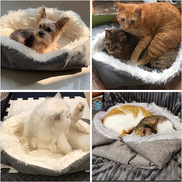 Katte- og hundeseng, 2 i 1 dobbelt formål blød og komfortabel katteseng