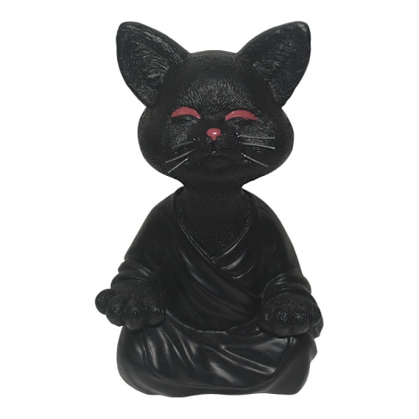 3 stk. Lot af 3 kattestatuer i meditation - Happy Buddha Cat