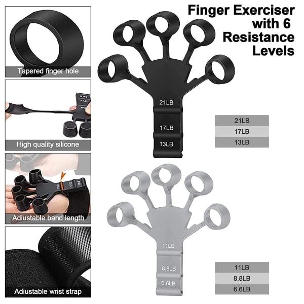 Fingertrainer med 6 olika motstånd 2-pack Flerfärgad 1