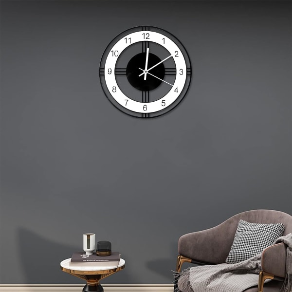 Silent Wall Clock, 11 tommer ikke-tikkende akryl uregelmæssig rund Wa