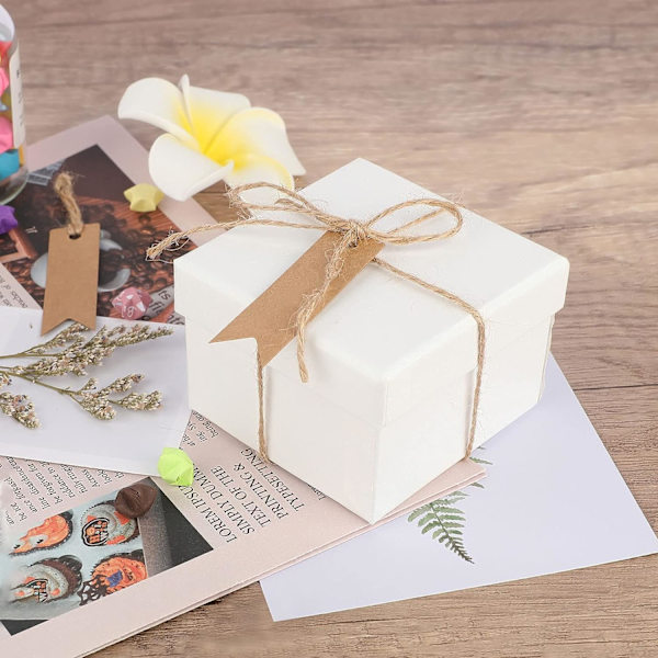 7 x 2cm Kraft-paperiset lahjatagit, 100 kpl ja 20 m juuttinarua