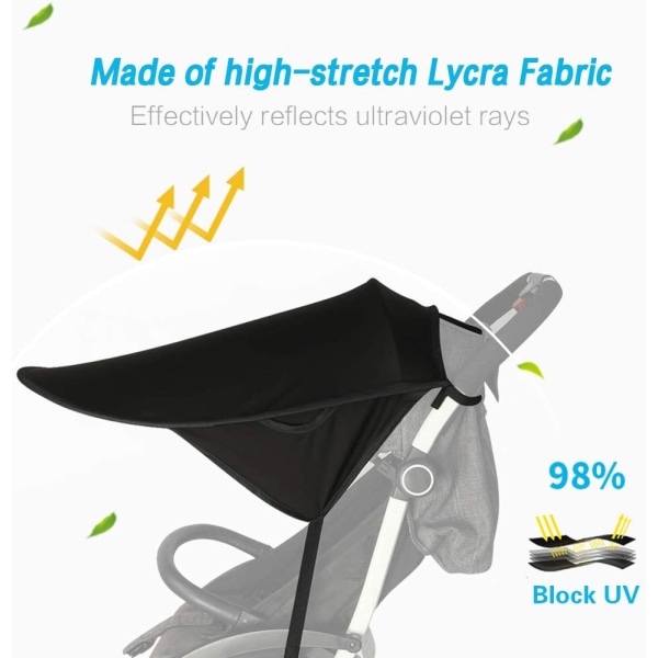 Universell barnvagnssolskydd Anti-UV UPF50+ Justerbar Sufflett Str