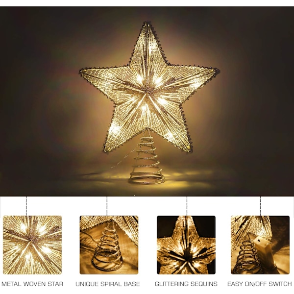 Wire Star Juletræ, Pentakelformet Lampe med Spiral Base a