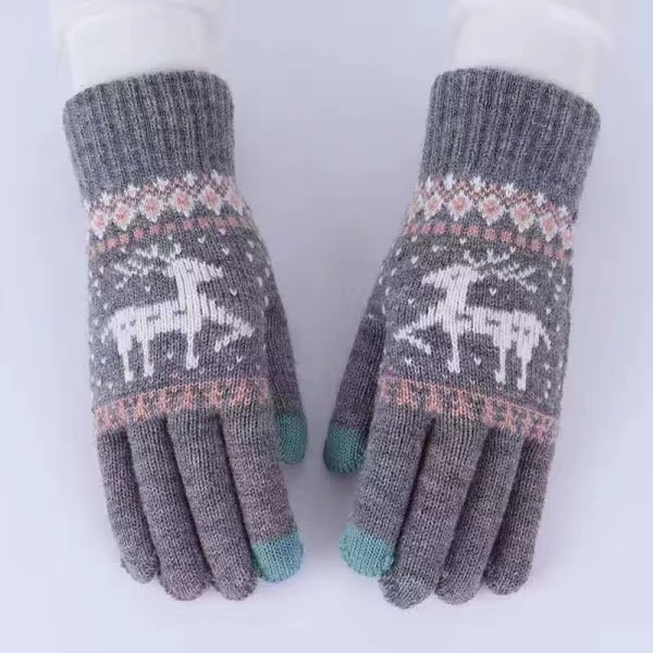 (Gray)2 Pairs Women's Gloves Winter Warm Touch Screen Gloves Knit