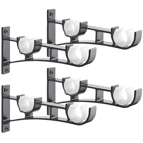 4Pcs Heavy Duty Metal Curtain Rod, Curtain Rod Bracket, Double Cu