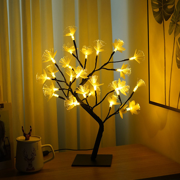 24-delad LED-ljusfiberoptisk trädlampa jul vit dröm sovrum