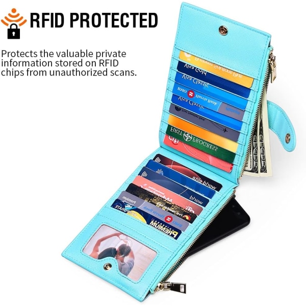 Dam Läder Plånbok Stor Kapacitet Myntväska Kvinnor RFID Block