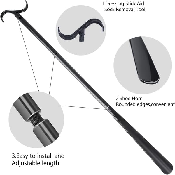 1PC Dressing Stick med sokkefjerner, justerbar, Dressing A