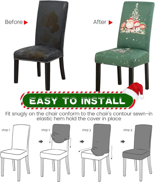 (Grön, 6-pack) Julmatstolar Set med 6, Stretch Dining