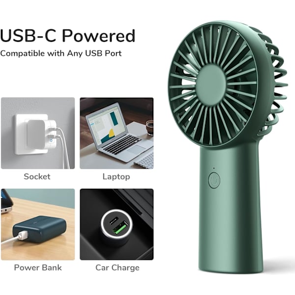 (Travel-Green) Käsipuhallin, 4000mAh Mini Kannettava Tuuletin, USB Ladattava