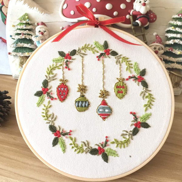 8 tum korsstygnsbroderi kit med broderiram, färgglad