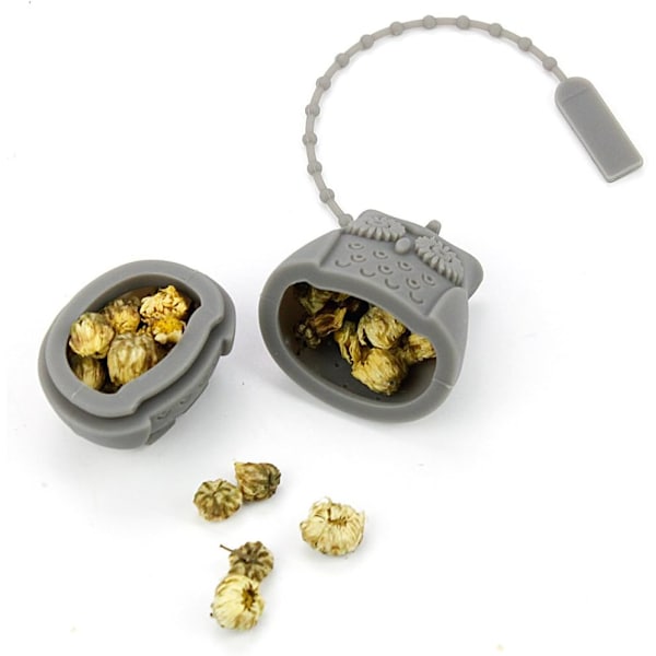 Set med (röd + grå) 2 silikonugletefilter, kreativt tefilter