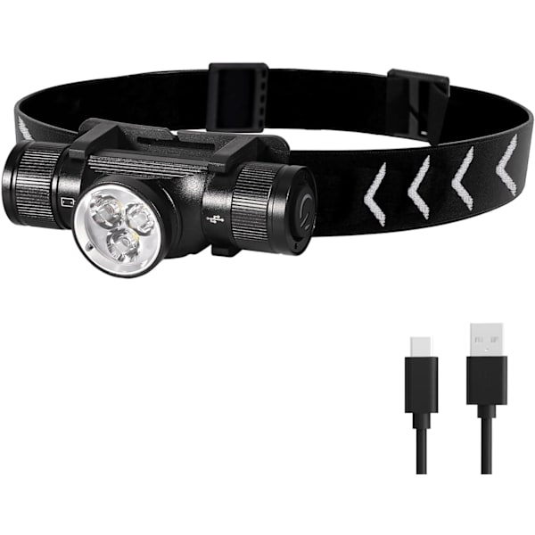 Hodelykt, 1500 lumen oppladbar LED-hodelykt, IP66 vanntett