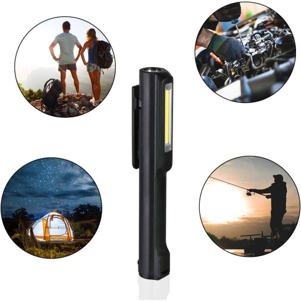 LED arbejdslys, 2 COB lommelygter 3W, USB genopladelig lommelygte