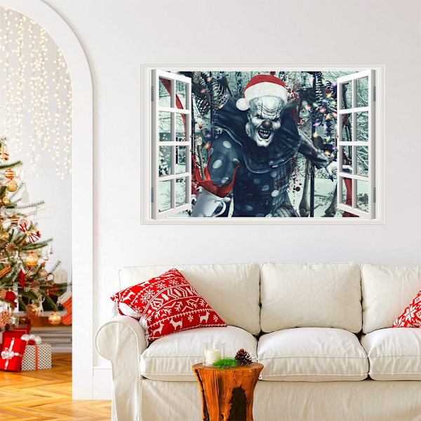 Jul 3D falskt fönster, 60 * 90cm, 6-pack set med tomtenissar