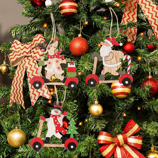 Hängande julgransdekoration i trä, julgranshängare i trä