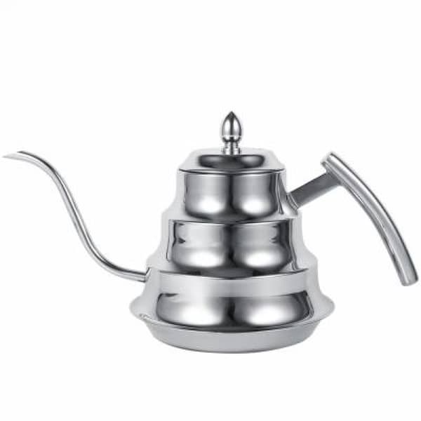 (Sølv) Rustfritt Stål Gåsehals Kaffe Potte, Bambus Design, Dri
