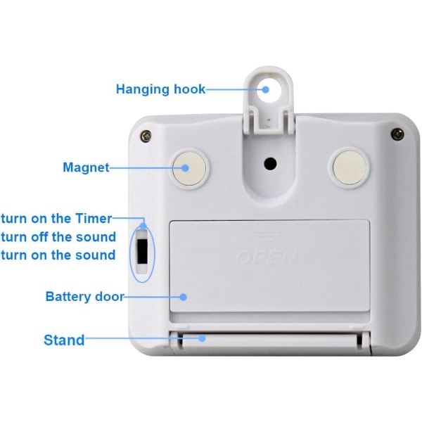 Køkken Timer, Madlavningstimer med Ur, Digital Timer, Stopur