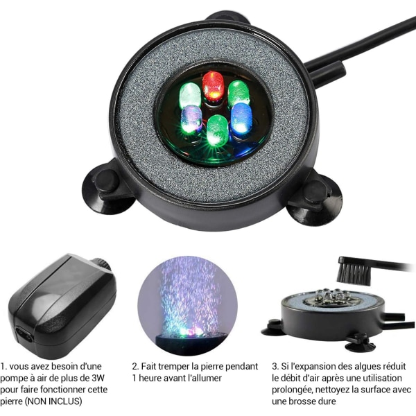 Nedsænkelig akvarium boblelampe, automatisk farveskiftende luftboble