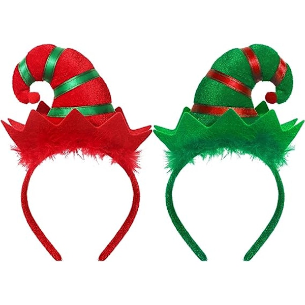 2 stk julehodebånd alv hodebånd flerfarget alv lue hodebånd