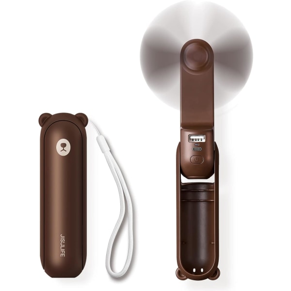 Brown Portable Mini 3 in 1 Hand Fan, Rechargeable, Battery Operat