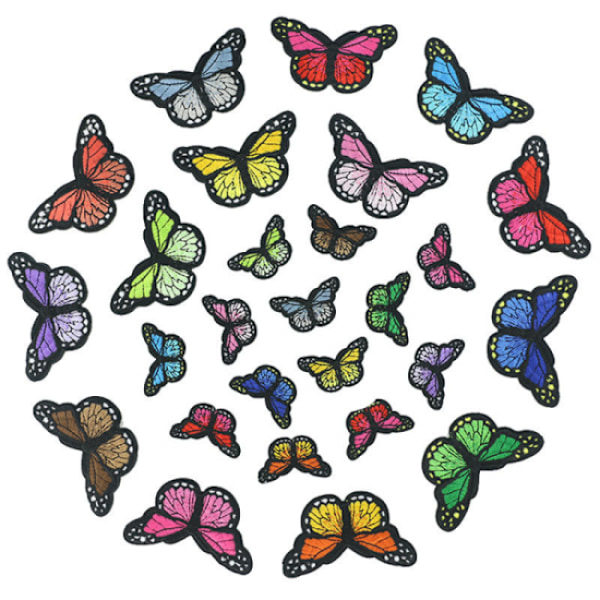27 stycken blomsterbroderilappar, fjärilbroderi