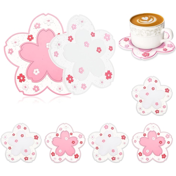 Silicone Coasters for Drinks, Set of 6 Cute Non-Slip Washable Coa