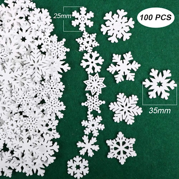 100 stk snøfnugg juledekorasjoner hengende ornament Xmas Tre