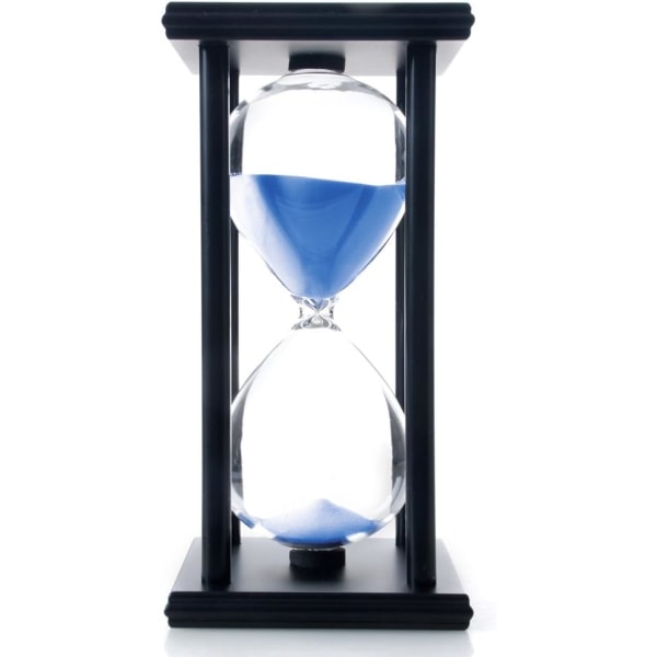 Blå 60 minutters træ sand ur, timeglas sand timer