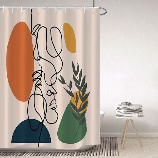 180x180cm Bruseforhæng Ansigt Abstrakt Mid Century Modern Minimal
