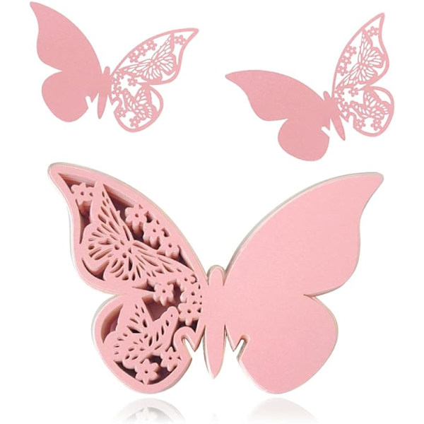 100 st Butterfly Place Cards Sittkort Fjärilsform 3D Flo