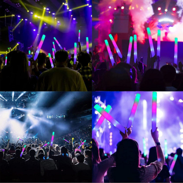 5 stk 16\" skumglowstick, 3 moduser fargeskiftende LED-lysstick
