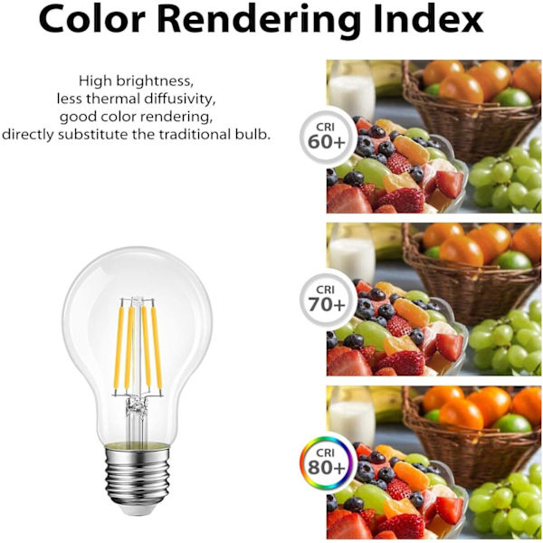4W LED-glödlampa E27, 2700K varmvit 470 Lm, motsvarande