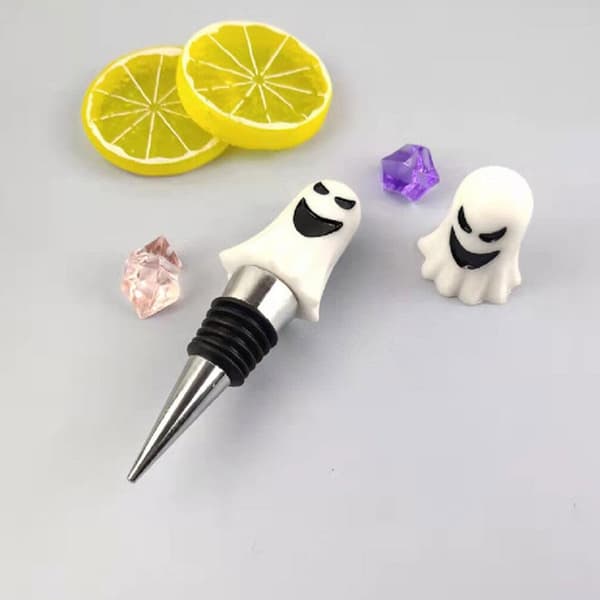 4 st Halloween-vinproppar: Spöke, dödskalle, häxhatt, pumpaformade