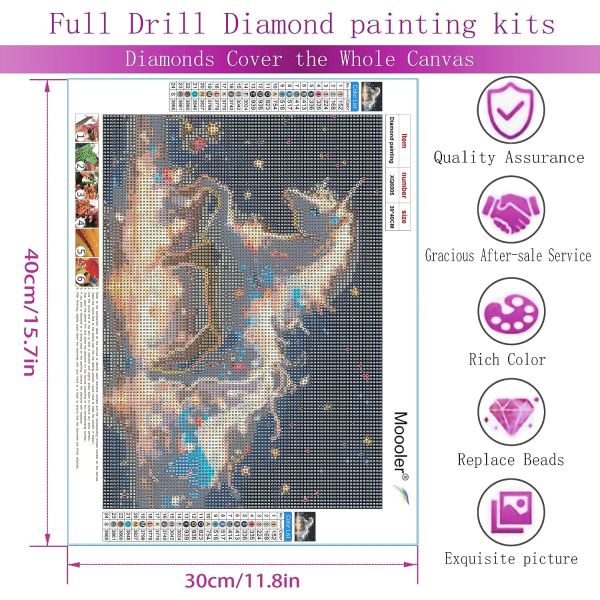 Unicorn 5D diamant malesæt, dyremaleri kunst hjemmevæg de