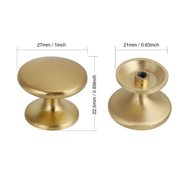 (12st, guld), 27 mm, runda dörrknappar Lådknoppar 27 mm möbel