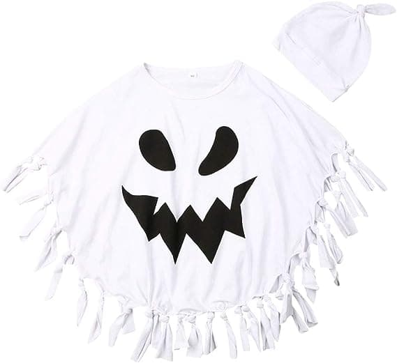 Unisex Børne Spøgelse Kostume med Hætte til Halloween
