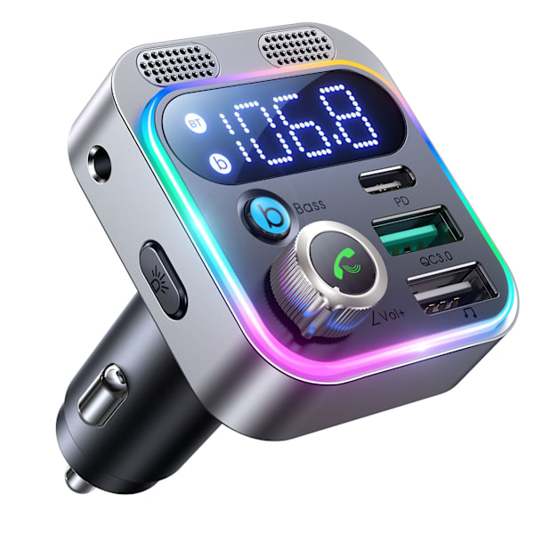 Bluetooth FM-sender og billader med hurtigopladning 48W