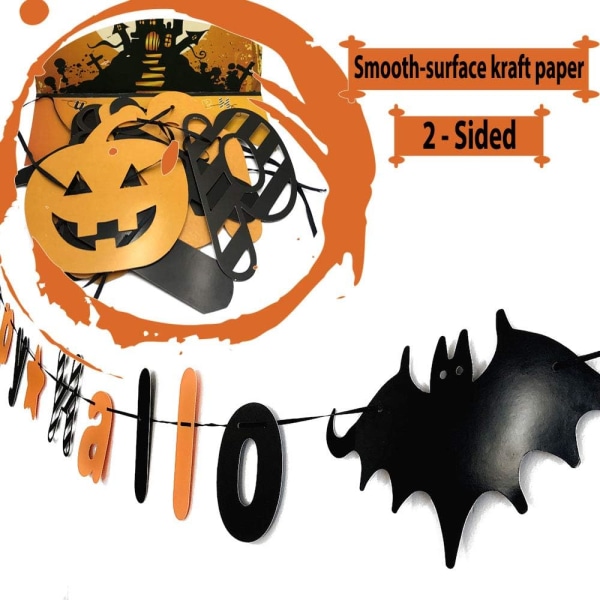 Happy Halloween Banner | Vimpelophæng til familiens Halloween-fest