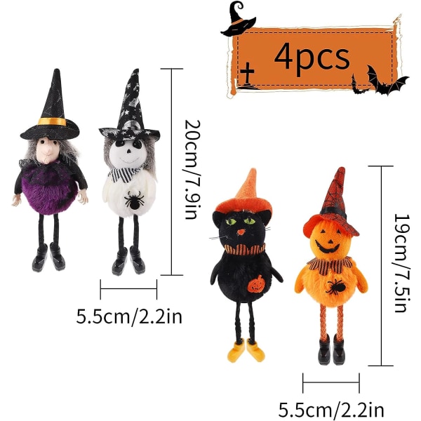 4 st Halloween dekorationer, spökdocka prydnad hängande hänge,