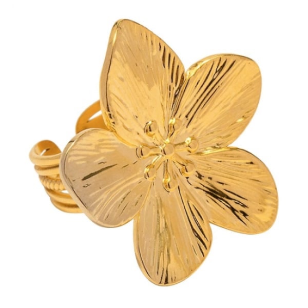 Enkel blomst åben ring, romantisk ring, trendy justerbar ring