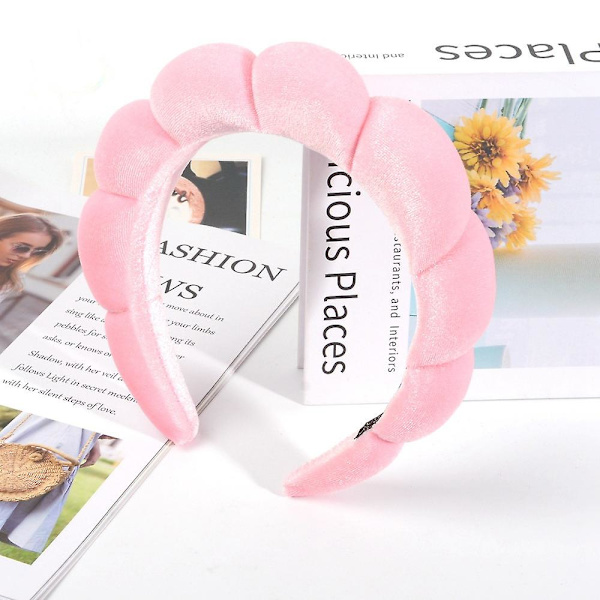 Blå, pink, frottéstof, pandebånd, ansigtsvask, makeupfjerner