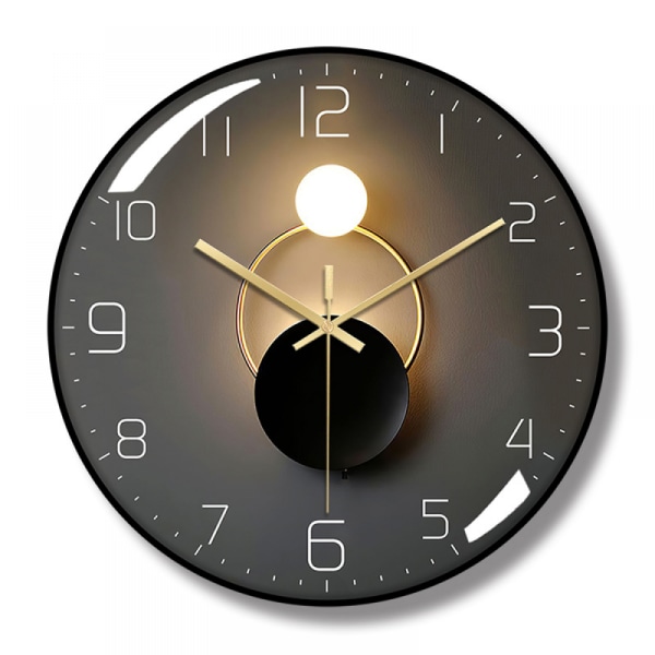 30 cm Modern Silent Wall Clock, Diameter Quartz (Sort)